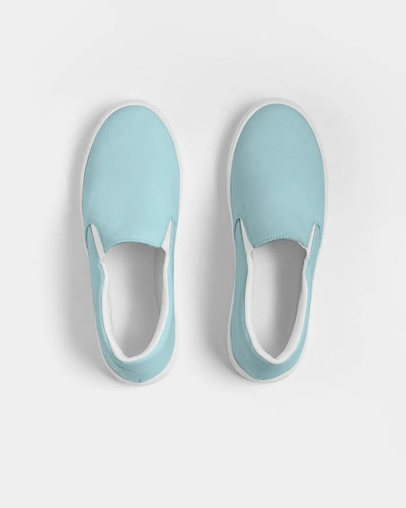 Pale Pastel Warm Cyan Slip-On Canvas Sneakers | Men's | Bright Pale Pastel Warm Cyan | C30M0Y8K0