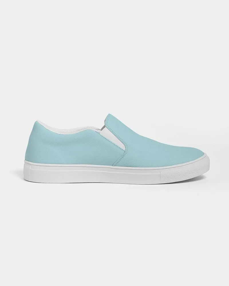 Pale Pastel Warm Cyan Slip-On Canvas Sneakers | Men's | Bright Pale Pastel Warm Cyan | C30M0Y8K0