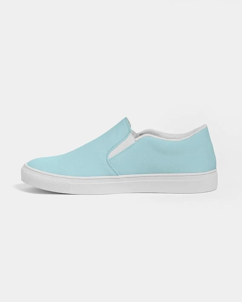 Pale Pastel Warm Cyan Slip-On Canvas Sneakers | Men's | Bright Pale Pastel Warm Cyan | C30M0Y8K0