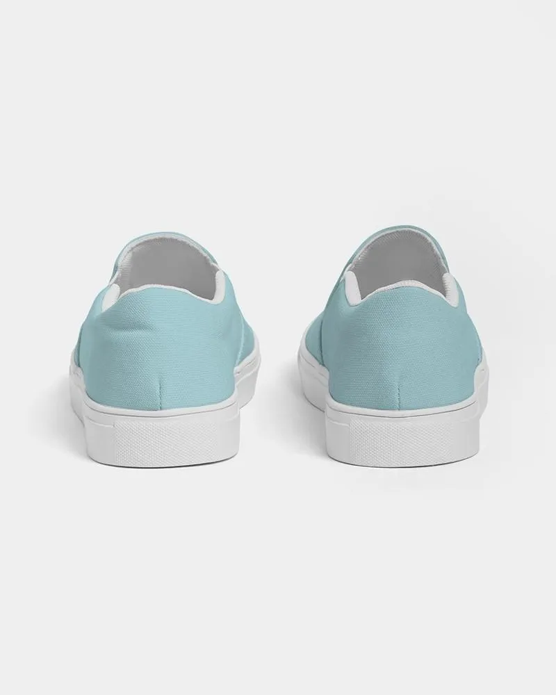 Pale Pastel Warm Cyan Slip-On Canvas Sneakers | Men's | Bright Pale Pastel Warm Cyan | C30M0Y8K0