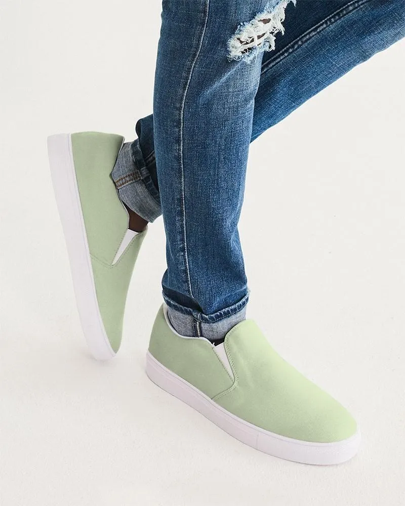 Pale Pastel Warm Green Slip-On Canvas Sneakers | Men's | Bright Pale Pastel Warm Green | C15M0Y30K0