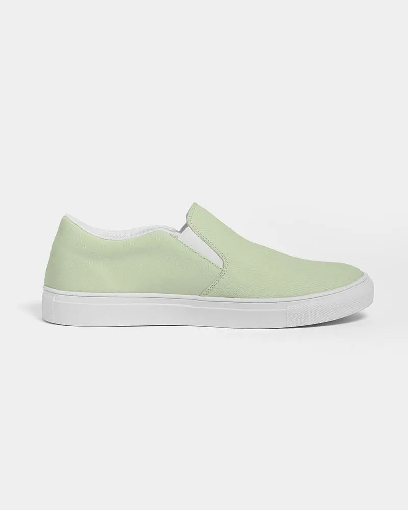 Pale Pastel Warm Green Slip-On Canvas Sneakers | Men's | Bright Pale Pastel Warm Green | C15M0Y30K0