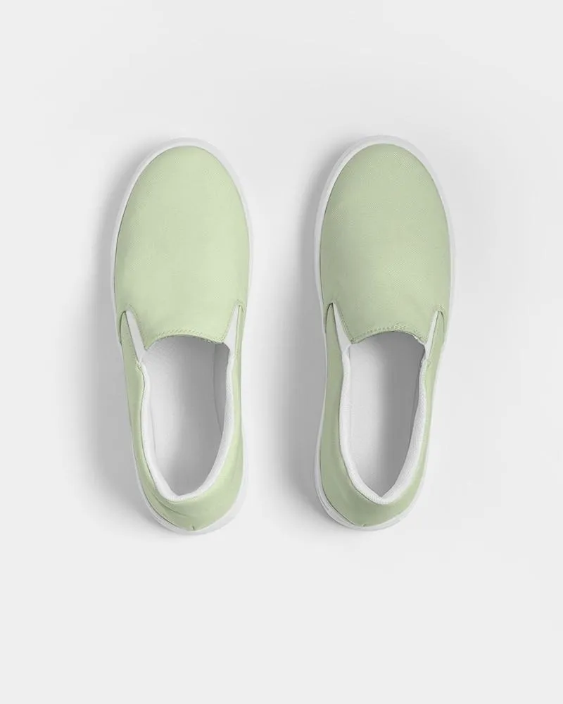 Pale Pastel Warm Green Slip-On Canvas Sneakers | Men's | Bright Pale Pastel Warm Green | C15M0Y30K0