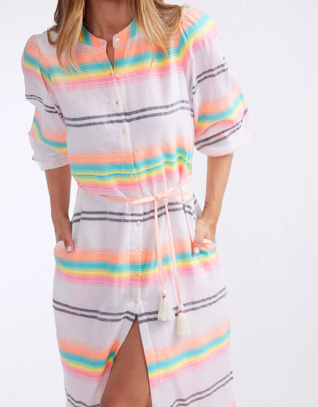 Palm Island Dress - Neon Stripe