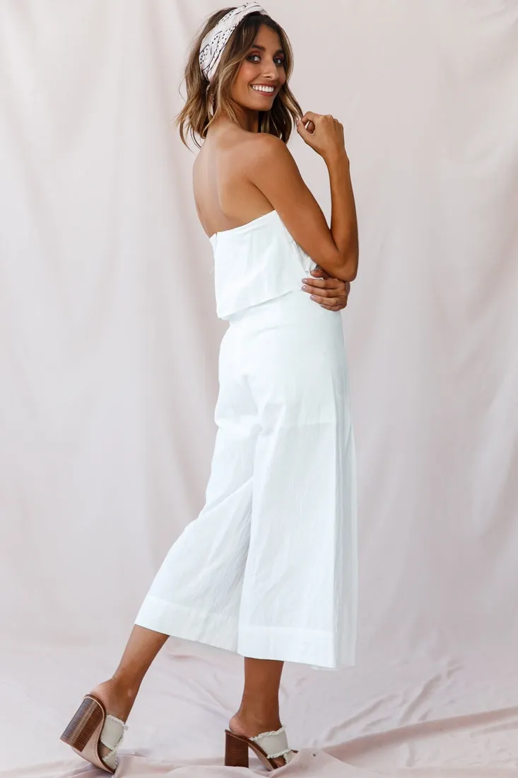 Saturday Layered Bandeau Wide Leg Capri Jumpsuit White