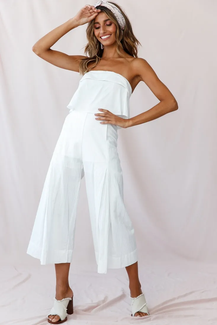 Saturday Layered Bandeau Wide Leg Capri Jumpsuit White