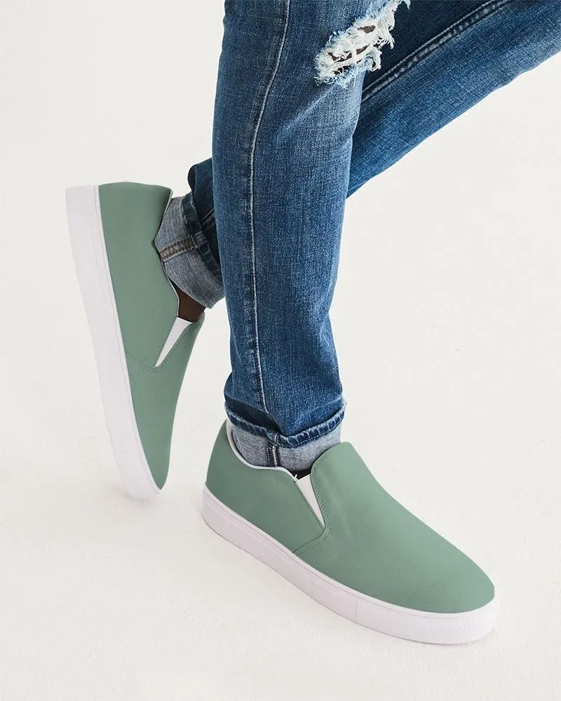 Shaded Pale Pastel Green Gray Slip-On Canvas Sneakers | Men's | C30M0Y30K30