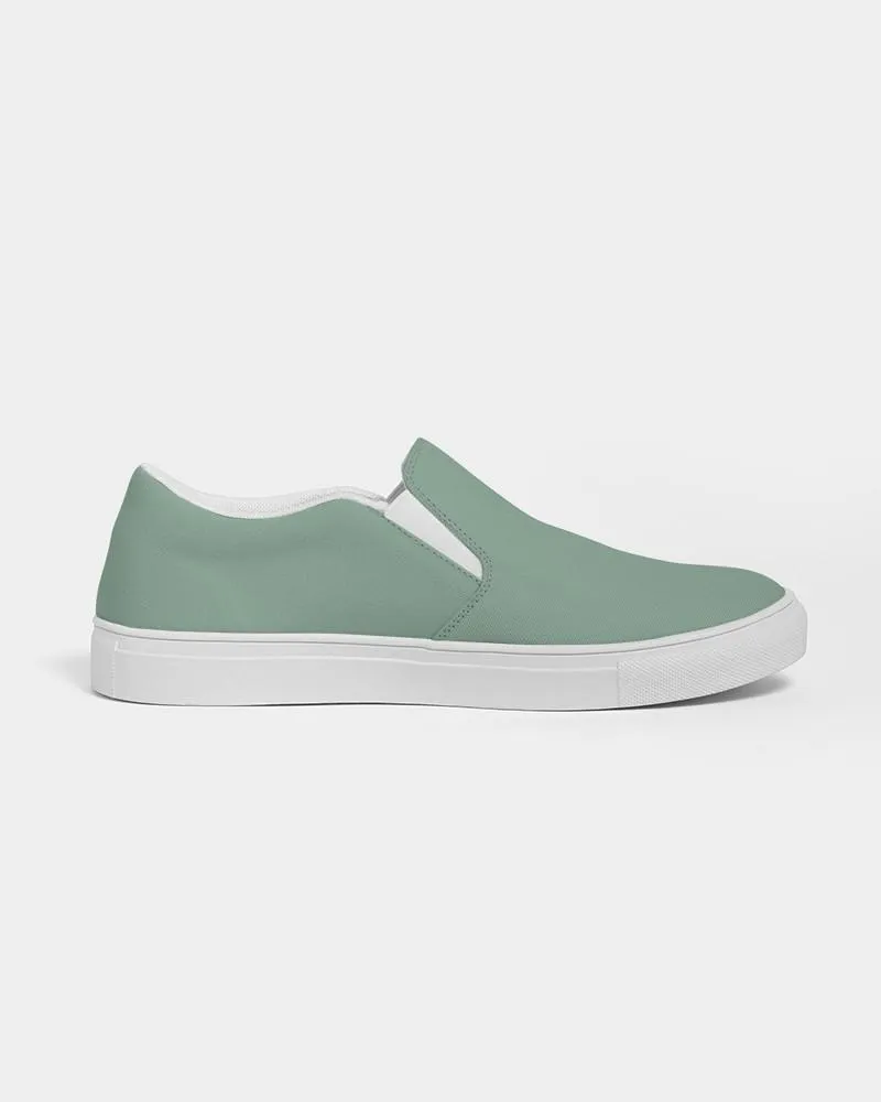 Shaded Pale Pastel Green Gray Slip-On Canvas Sneakers | Men's | C30M0Y30K30