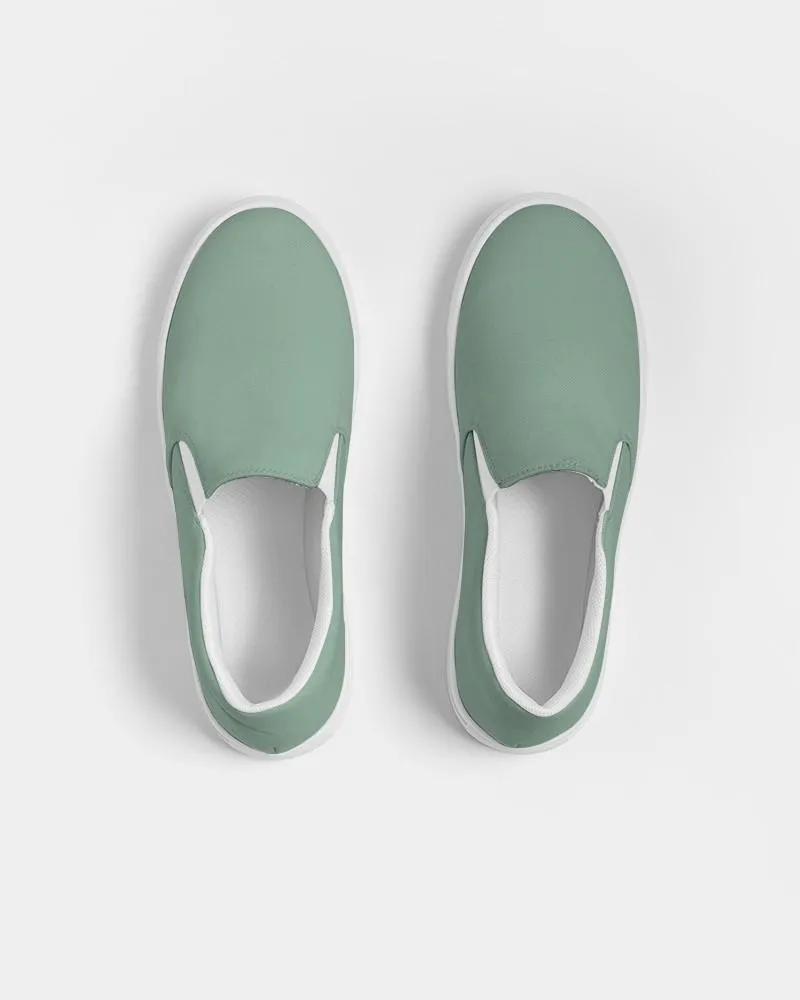 Shaded Pale Pastel Green Gray Slip-On Canvas Sneakers | Men's | C30M0Y30K30