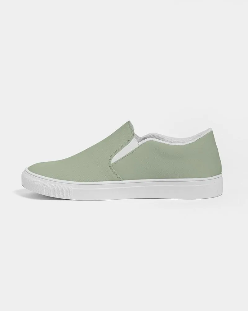 Shaded Pale Pastel Warm Green Gray Slip-On Canvas Sneakers | Men's | C15M0Y30K30