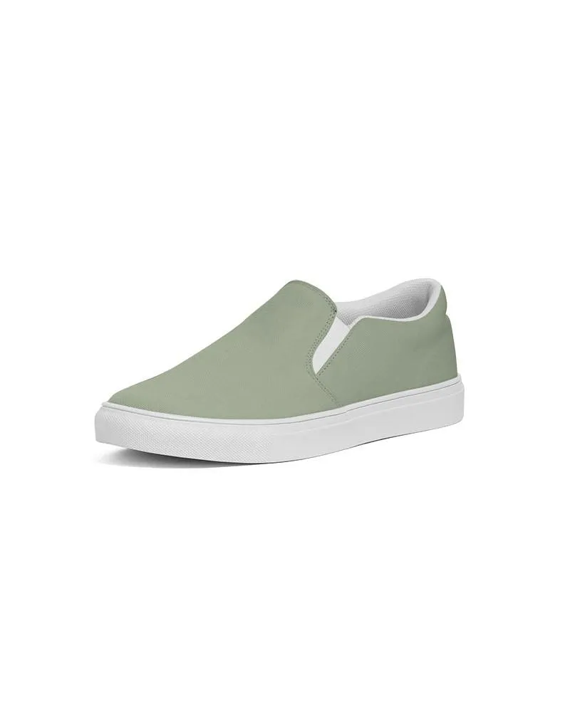 Shaded Pale Pastel Warm Green Gray Slip-On Canvas Sneakers | Men's | C15M0Y30K30