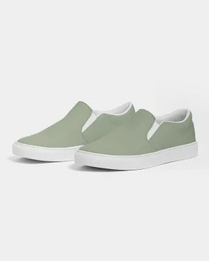 Shaded Pale Pastel Warm Green Gray Slip-On Canvas Sneakers | Men's | C15M0Y30K30