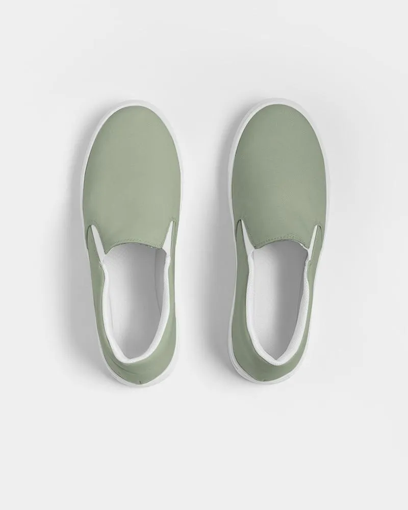 Shaded Pale Pastel Warm Green Gray Slip-On Canvas Sneakers | Men's | C15M0Y30K30