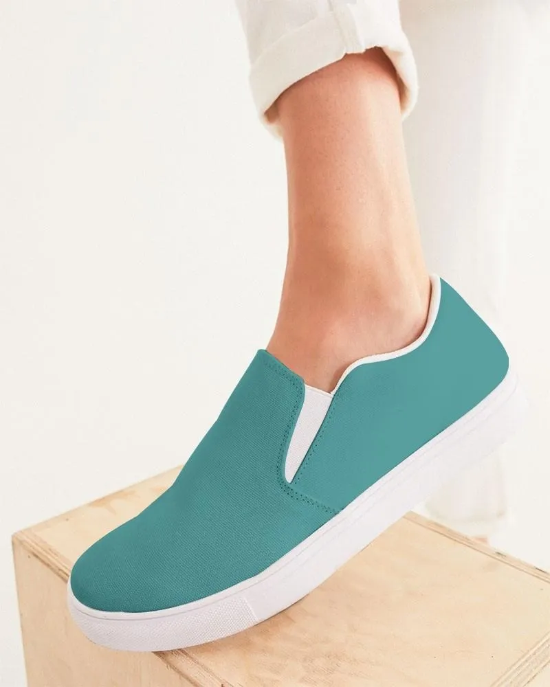 Shaded Pastel Blue-Green Slip-On Canvas Sneakers | Women's | C60M0Y30K30