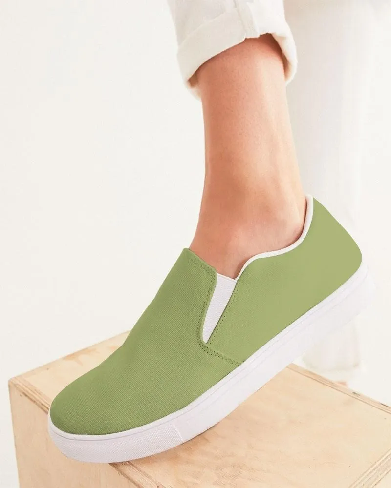 Shaded Pastel Warm Green Slip-On Canvas Sneakers | Women's | C15M0Y60K30