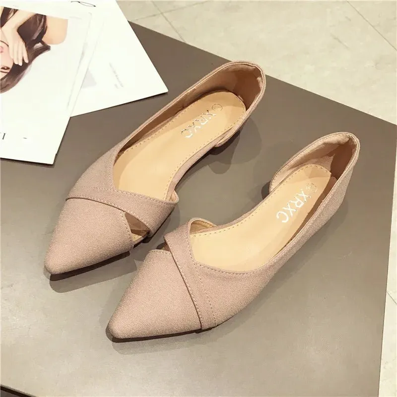 Suede Leather Office Shoe Women Flats Ladies Fashion Light Flat Shoes