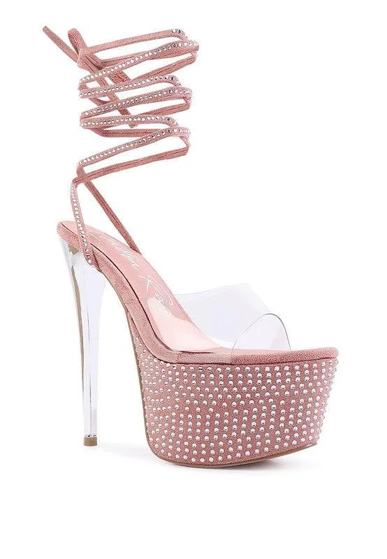 Sugar Mom Strappy Diamante Platform High Heels