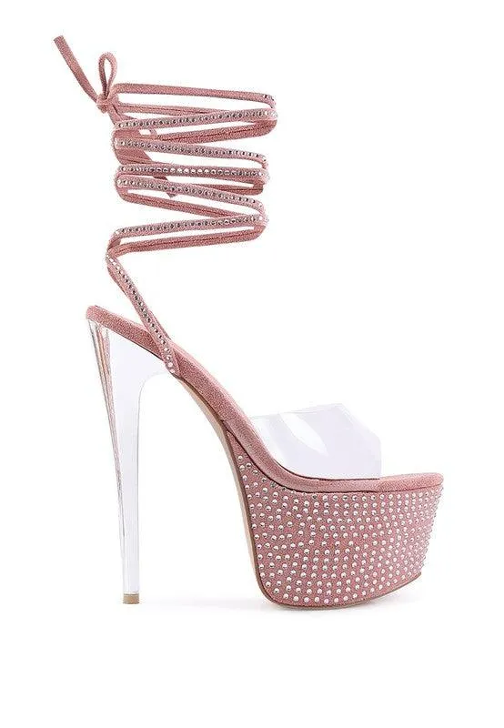 Sugar Mom Strappy Diamante Platform High Heels