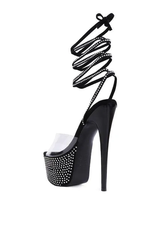 Sugar Mom Strappy Diamante Platform High Heels