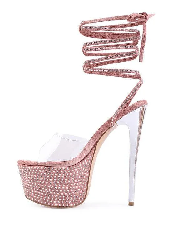 Sugar Mom Strappy Diamante Platform High Heels