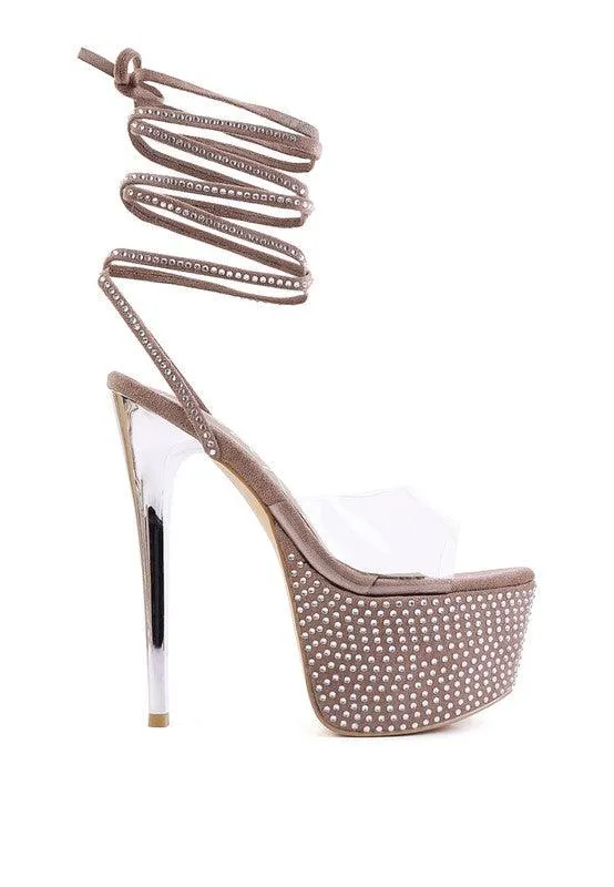 Sugar Mom Strappy Diamante Platform High Heels