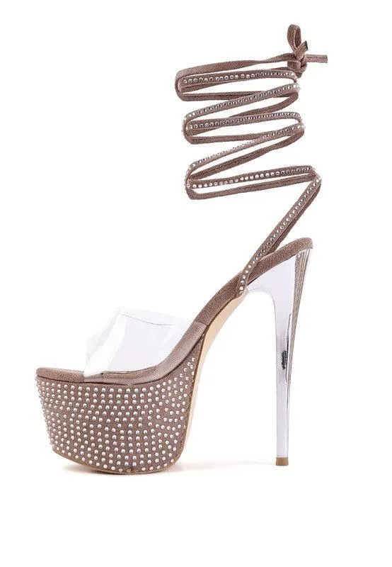 Sugar Mom Strappy Diamante Platform High Heels