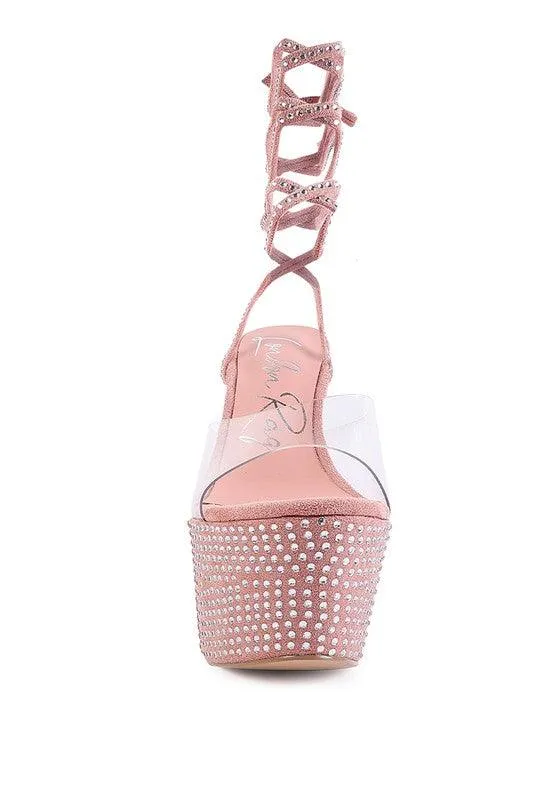 Sugar Mom Strappy Diamante Platform High Heels