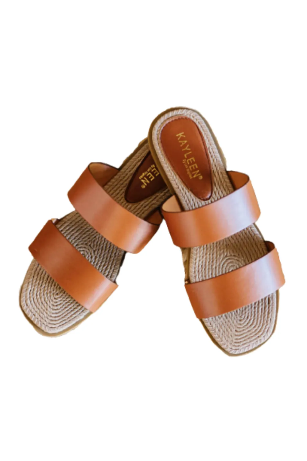 Tan Strappy Slides Sandals