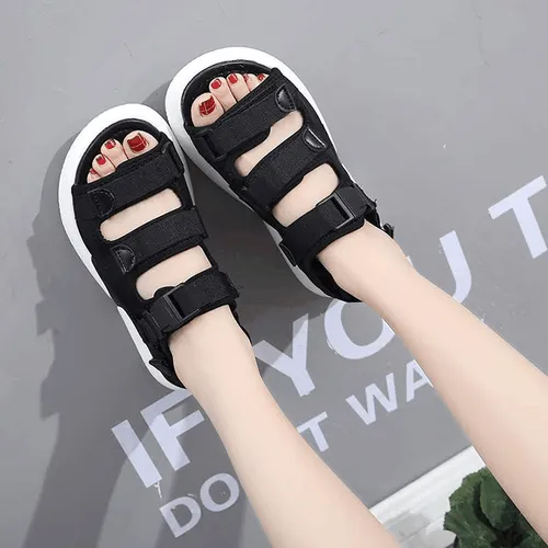 Women Leather Sandals Open Toe Flatform