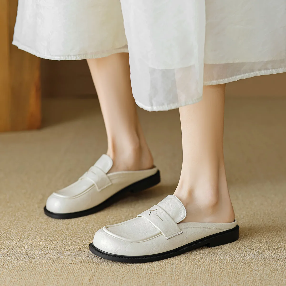 Women Minimalist Retro Soft Flat Casual Mules