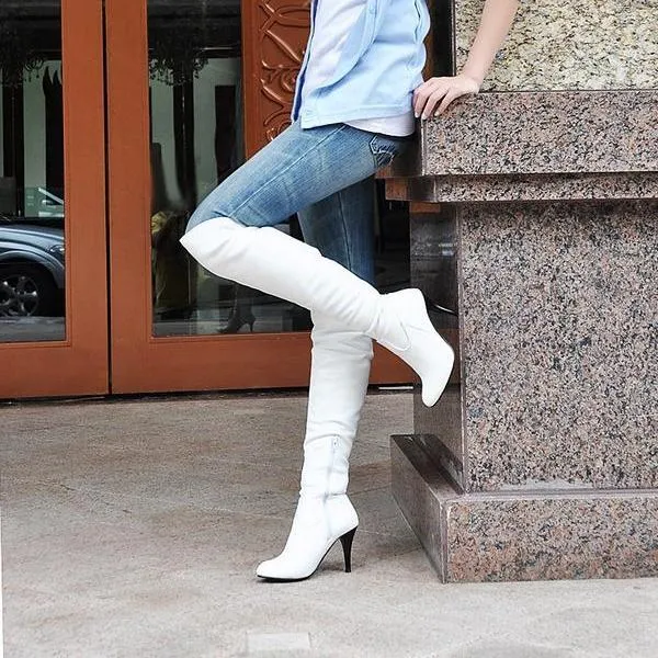 Women stiletto high heel solid color over the knee boots