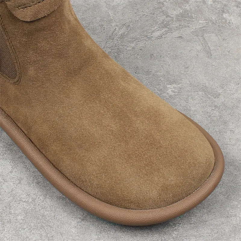 Women's Suede Round Toe Vintage Chelsea Boots