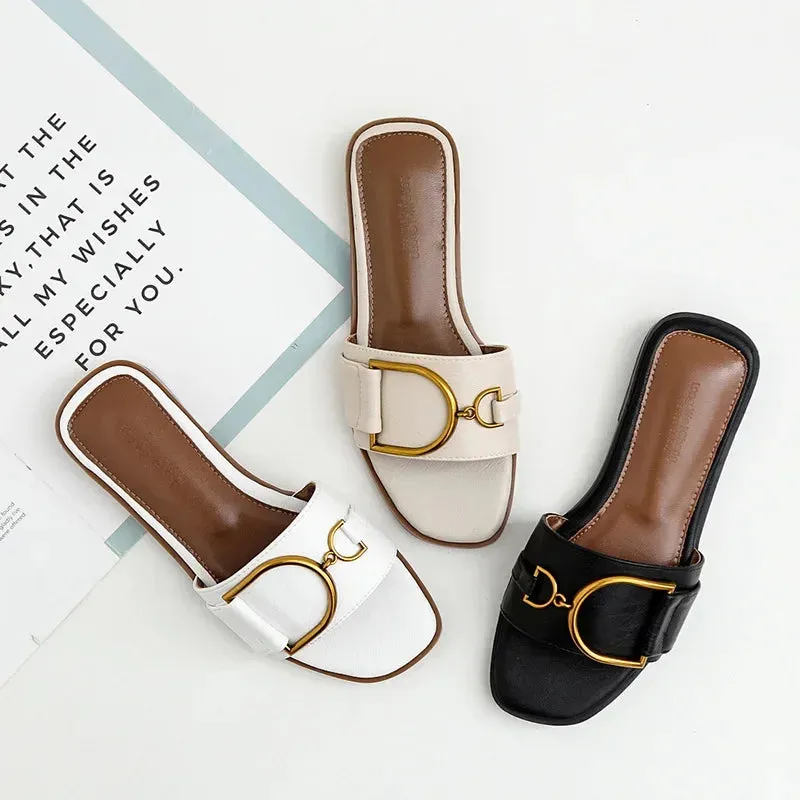 Women's Summer Leather Flats Sandals